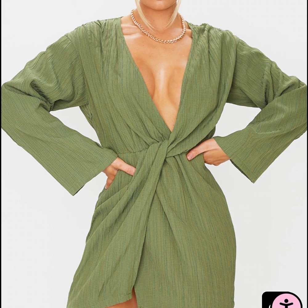 PrettyLittleThing Olive Green Mini Dress